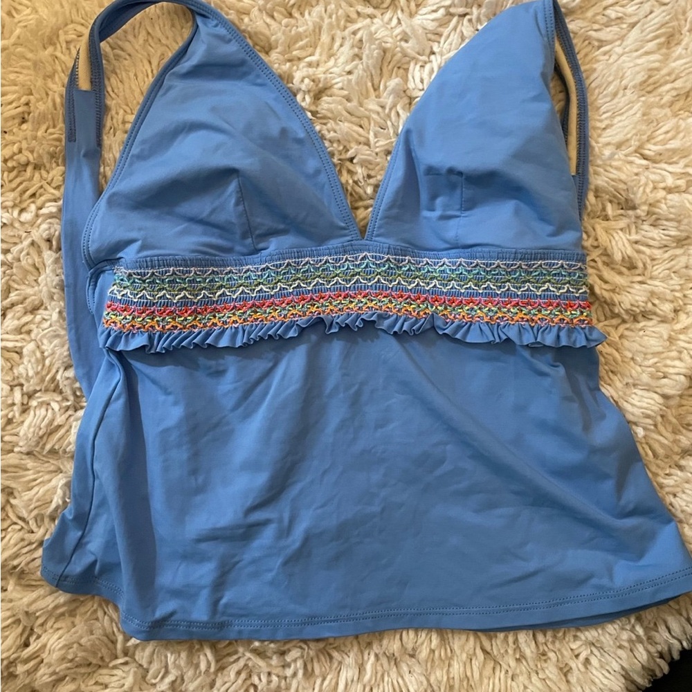 La Blanca Blue Sleeveless Camisole with Embellished Bustier